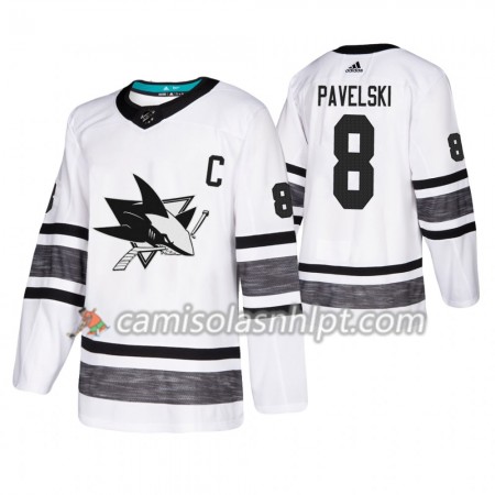 Camisola San Jose Sharks Joe Pavelski 8 2019 All-Star Adidas Branco Authentic - Homem